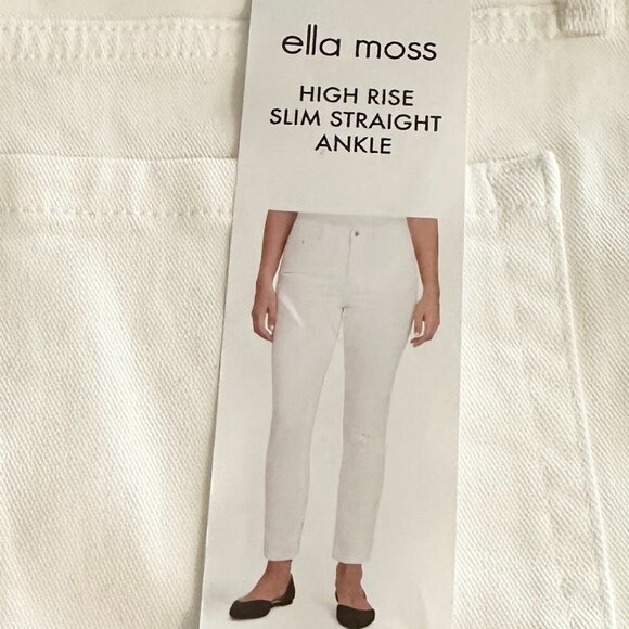 New Ella Moss Jeans Women's Size 10 White High Rise Slim Straight Ankle  Coastal - Picture 10 of 11